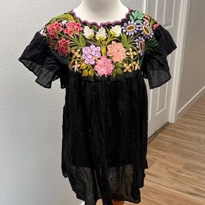 Floral Embroidered Black top